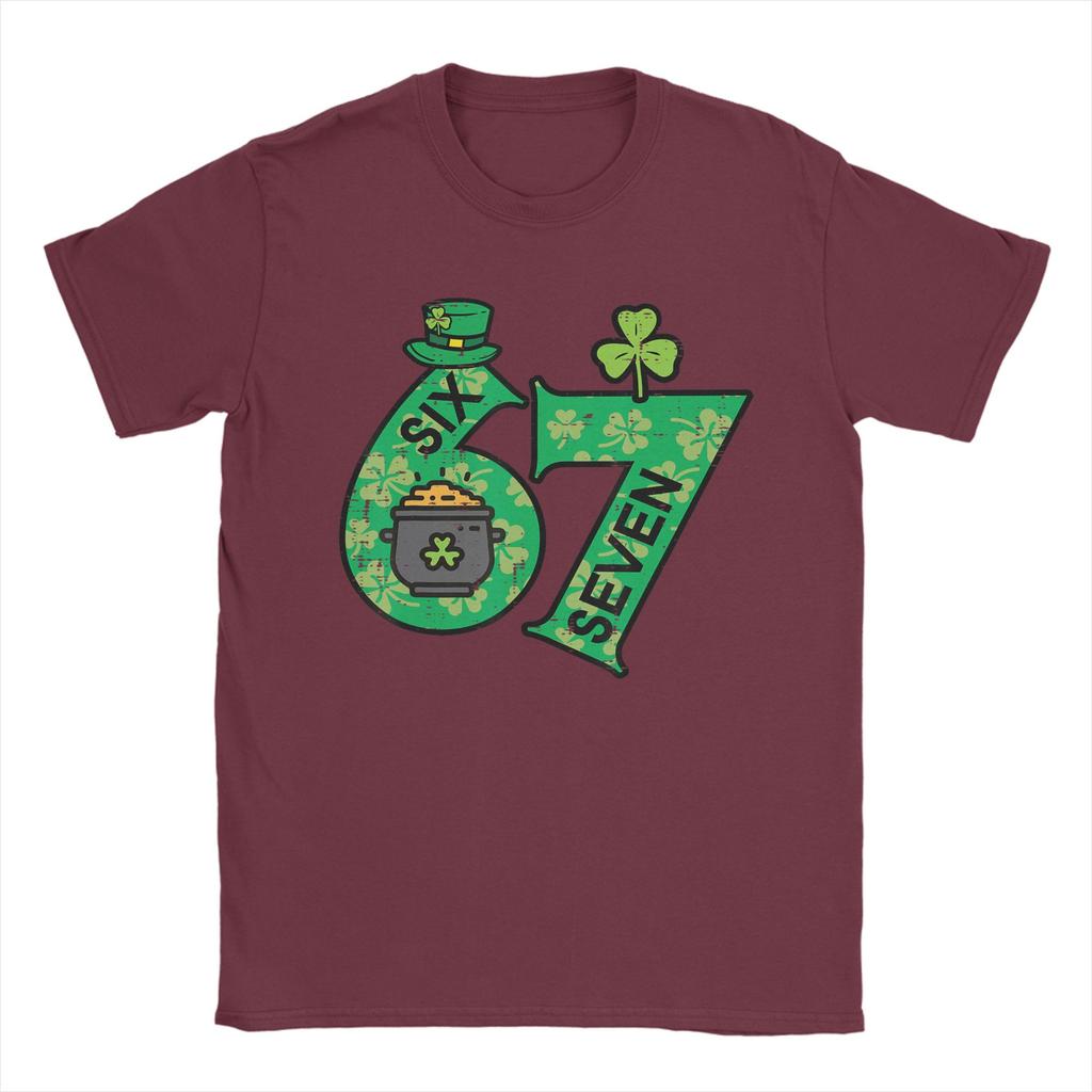 Unisex TShirt Six Seven 6 7 St Patricks Day 67 Paddys Meme Funny Pure Cotton Tee Shirt Short Sleeve T Shirt O Neck Tops Big Size