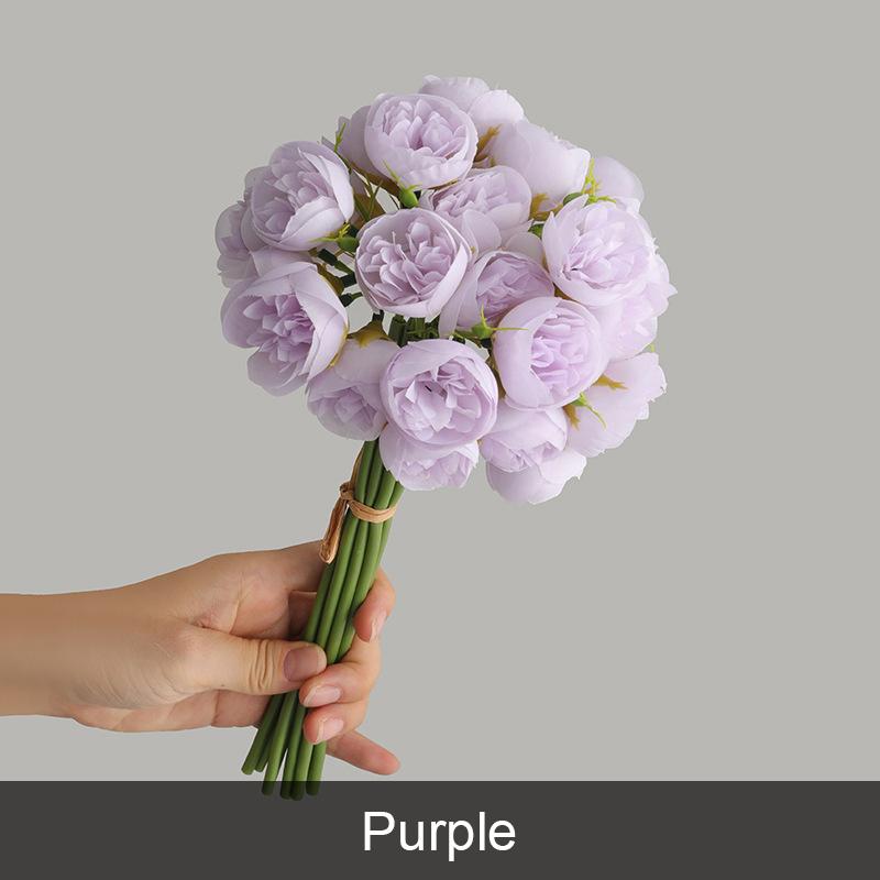 

1 Bundle Cream-Style Elegant Hand Prick Durable 27-Head Charming Artificial Decorative Small Peony Handcrafted