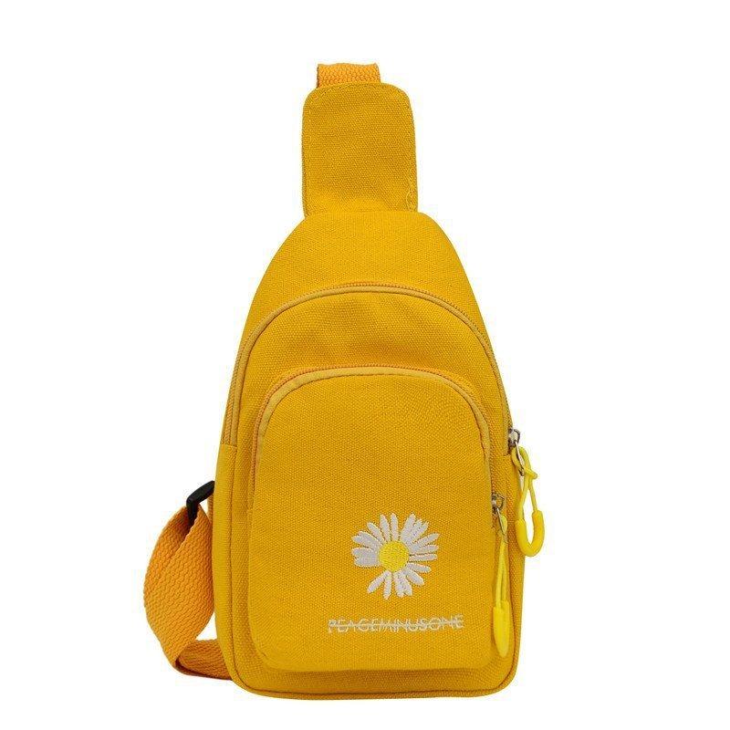 Embroidered Canvas Chest Bag Stylish Small Crossbody Bag Female Shoulder Bag for Women Daily Use, Travel, Running Outdoor Sports