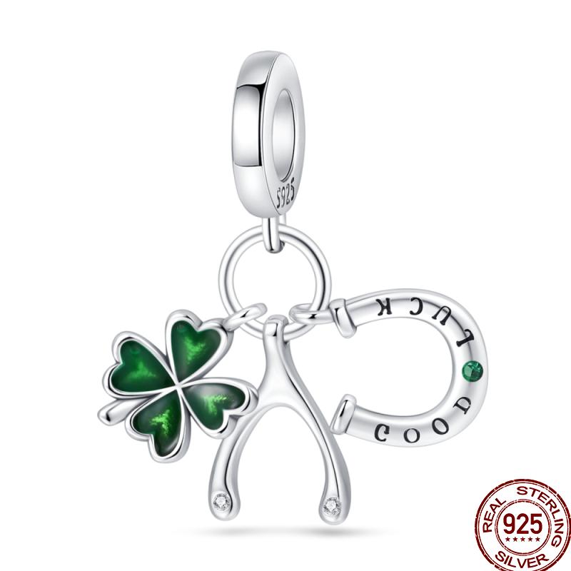 Copper Jewelry Pendant Early Spring Four Leaf Clover Flower Charm Fit Pan Beads Jewelry Birthday Diy Gift Fine Jewelry