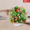 2D Flat St Paddy's Party Irish-Themed Acrylic Desktop Decoration, Four-Leaf Clover Design, Patternssuitable for Wall Decoration, Porch, Room, Villa, a
