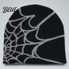 Halloween Party Cap Jacquard High Print Knitted Spider Web Winter Hat Unisex Beanie Elasticity Anti-shrink