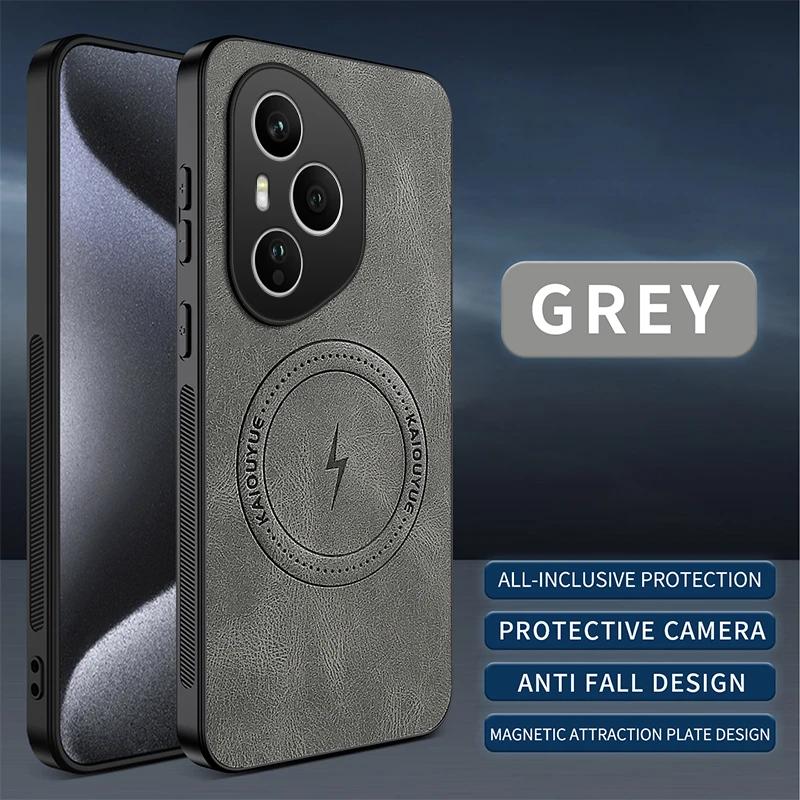 Magnetic Case For Honor 400 Pro Honor400 Lite 5G MagSafe Napa-textured PU Silicone Leather Cover Shockproof Bumper