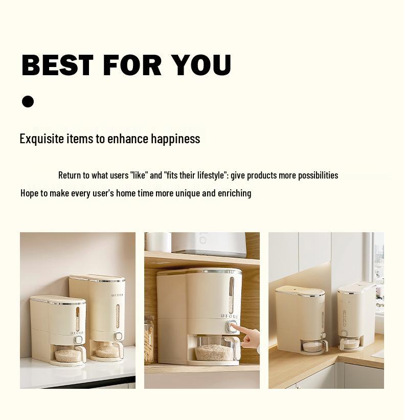 Druck-zu-Entnahme Insekten- & Feuchtigkeitsgeschützter Reislagerbehälter, Lebensmittelechter Versiegelter Eimer für die Küche