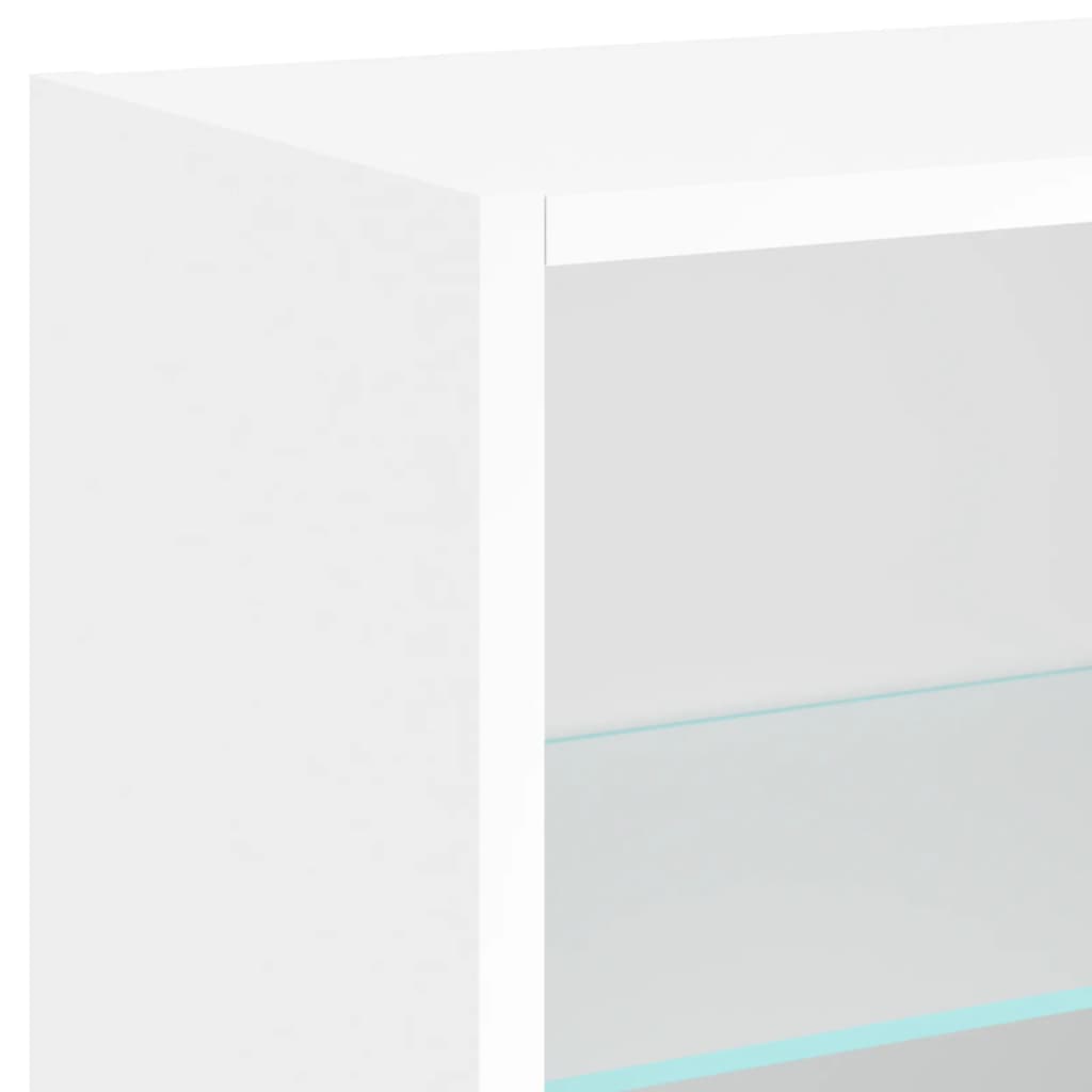 Wall Mounted Nightstand with LED Lights White