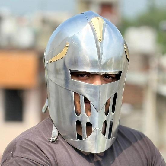 

Steel Paladin Knight Helmet Fantasy Medieval Armor Helmet LARP Cosplay Crusader Helmet