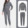 Ladies' Loose And Comfortable V-neck Long Sleeved Stand Up Collar Workwear With Multiple Pockets Suit Set