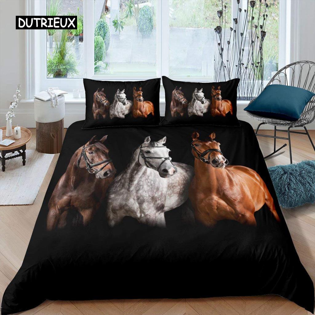 Luxury 3D Bedding Set Europe Queen King Double Duvet Cover Set Bed Linen Comfortable Blanket/Quilt Cover Bed Set Animal  Horse