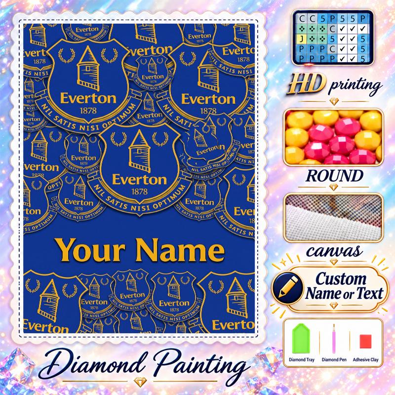 Everton 5D DIY Diamond Painting Custom Name Text, Full Drill Rhinestone Mosaic Art Home Gift
