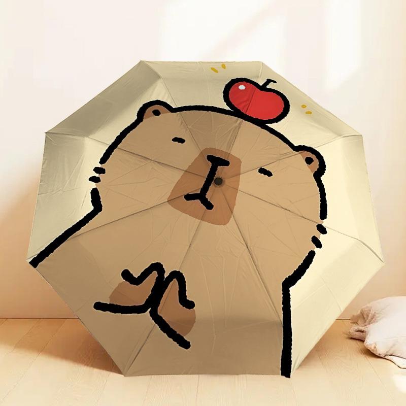 Apfel auf dem Kopf Bärenprint Regenschirm: Automatisches Öffnen/Schließen, Outdoor-Schutz, Leichtes & Langlebiges Reiseaccessoire 135