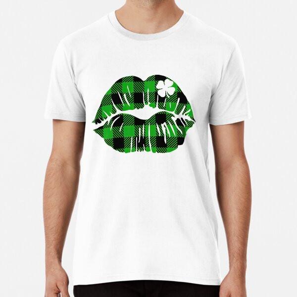 

Green Shamrock Plaid Lips Premium T-Shirt S to 5XL Made in the AU/USA T-Shirt M