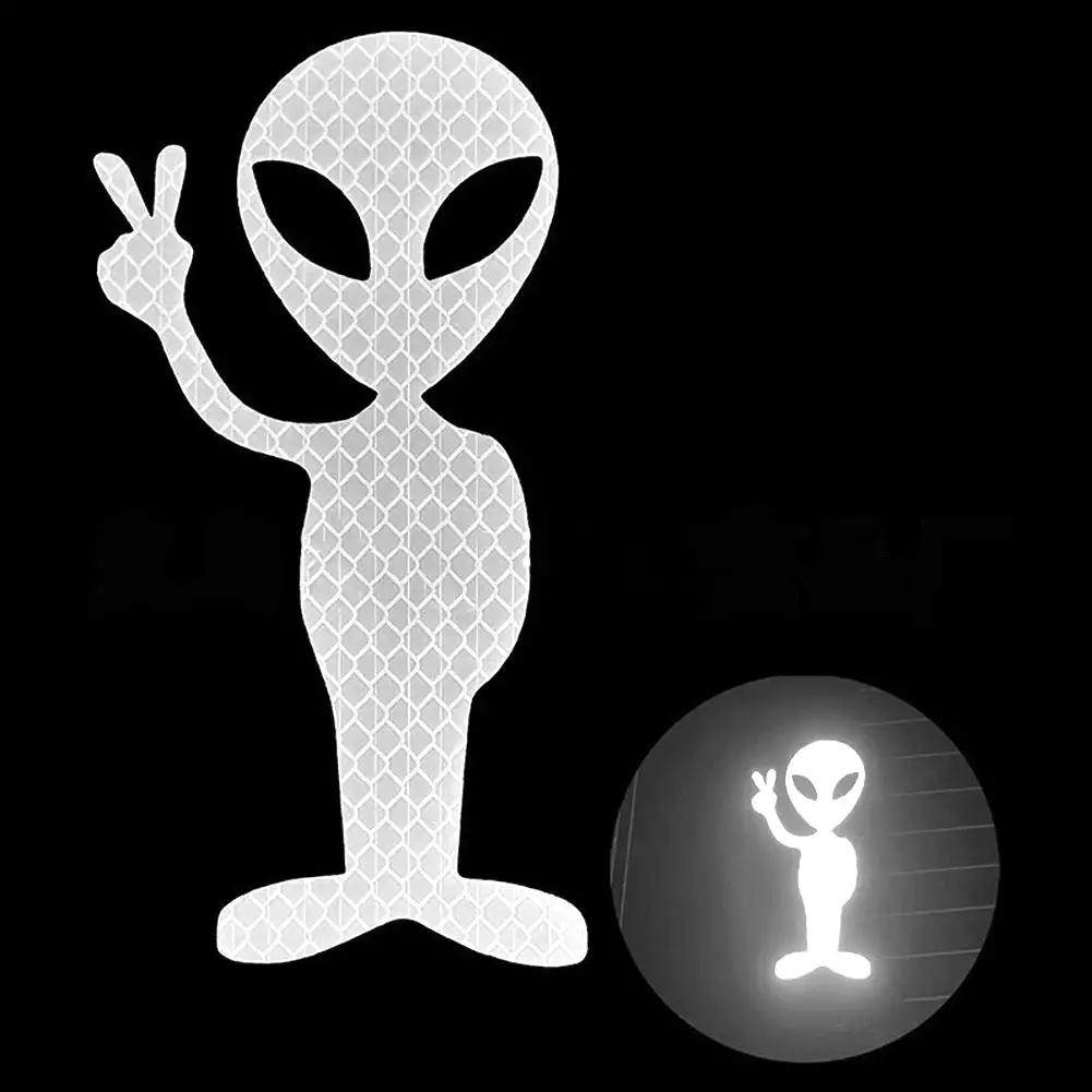 Fashion Alien Peace Highly Reflective Warning Decal Car Sticker Personality for Motorcycle Vinyl Decals Accessories Sunscreen