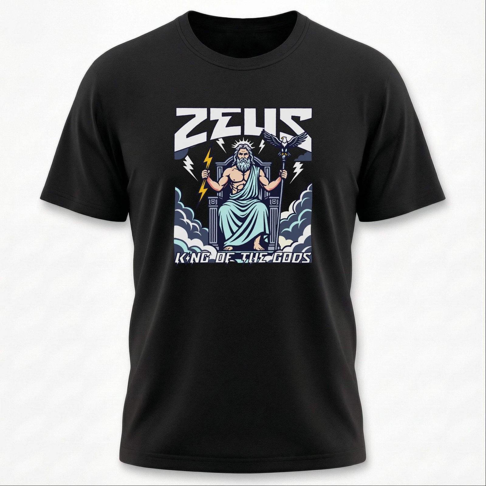 Zeus King of the Gods Greek Mythology T-Shirt Lightning Eagle Graphic Tee | V1 XL