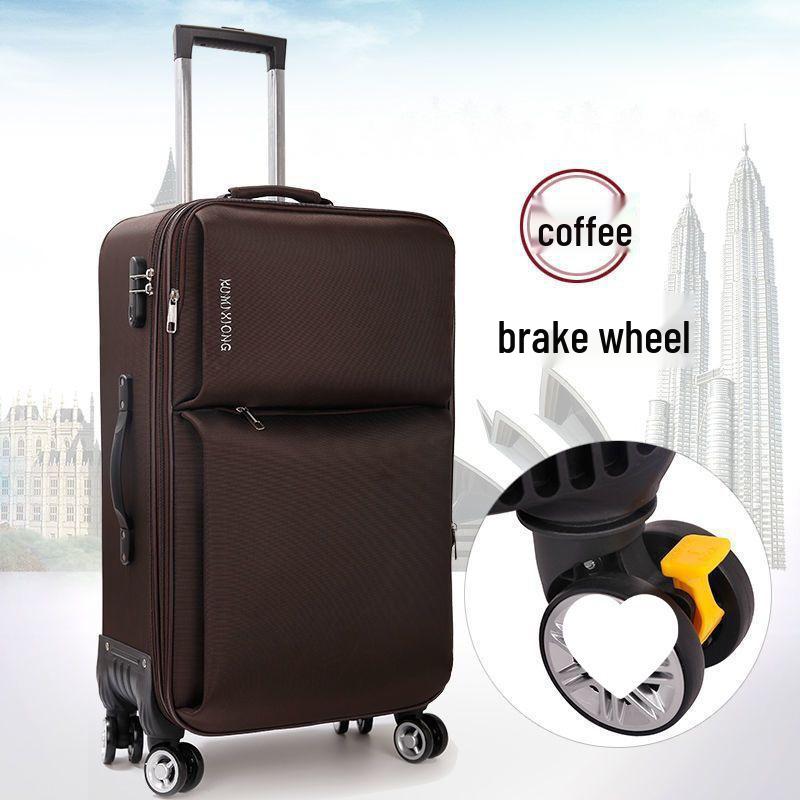 Canvas Large Capacity Carry-On Suitcase with Universal Wheels, Combination Lock, and Durable Trolley for Men and Women