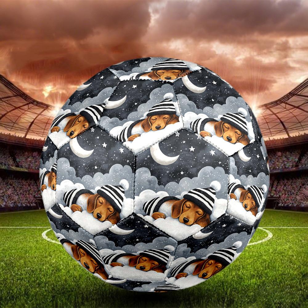 Good Night Dogs Indoor Soccer Ball Size 5 Colorful All Ages Machine Stitched PVC Competition Ready Durable High-Bounce