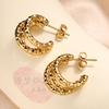 18K Gold Pleated Silver Titanium Steel Stud Earrings - Luxury European & American Design