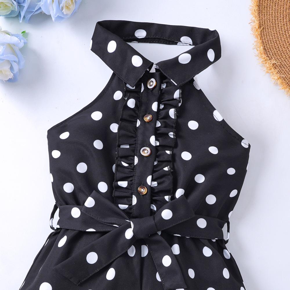 Kids Clothes Summer Fashion Sleeveless Halter Neck Short Jumpsuit for Girls Romper