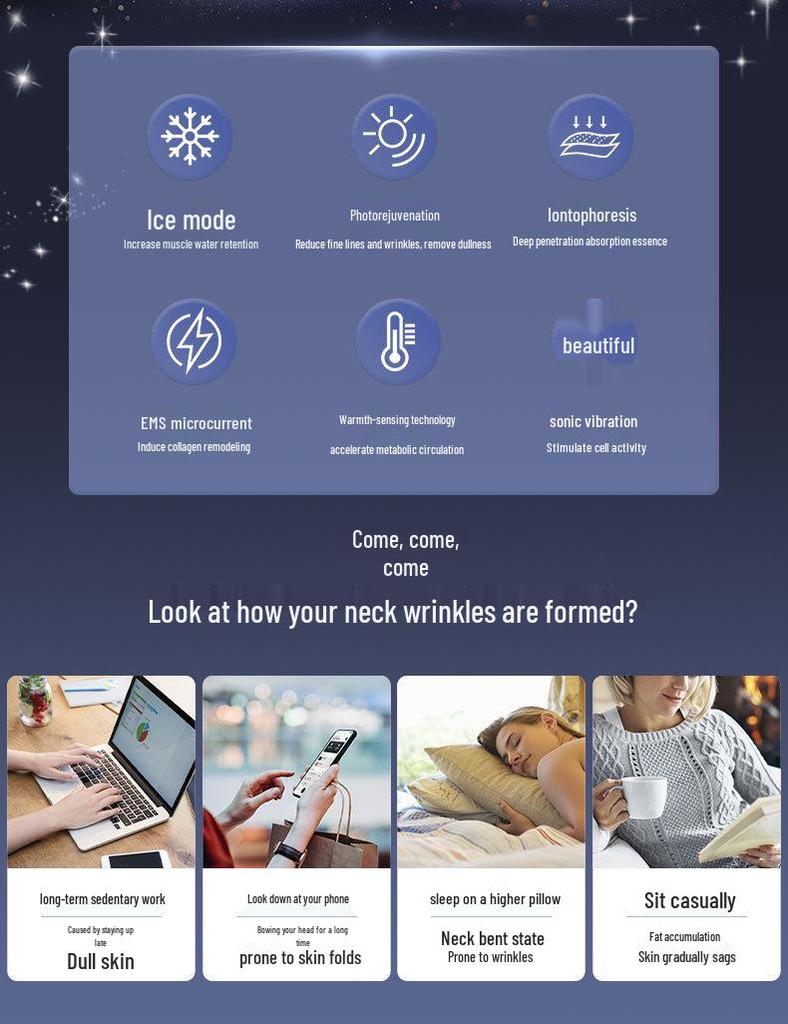 Facial & Neck Lifting Beauty Device with EMS & LED Light Therapy