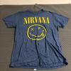 Nirvana Smiley Face Graphic T-Shirt Mens Large Blue Heather Short Sleeve Tee Unisex T-Shirt
