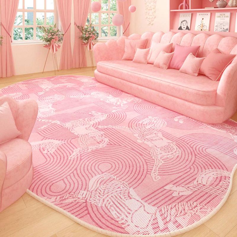 Pink Carpets for Living Room Girly Style Bedroom Decor Irregular Shape Carpet Light luxury lounge floor mat Home non-slip rug