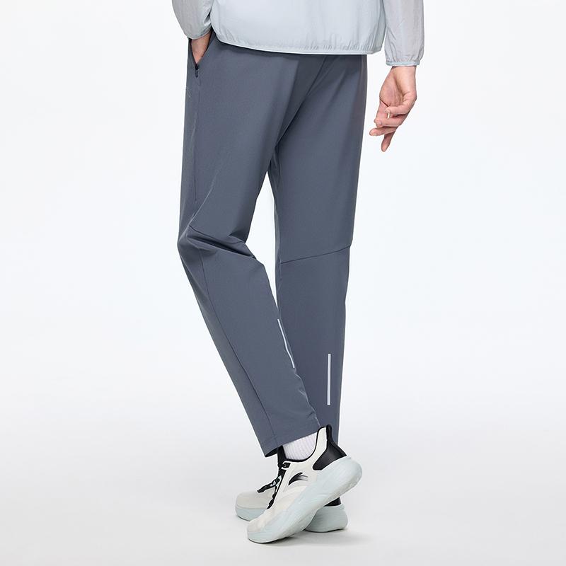 Anta Logo Print Straight Leg Comfortable Breathable Knitted Sports Pants Men pants Coal-Gray 952415501-2