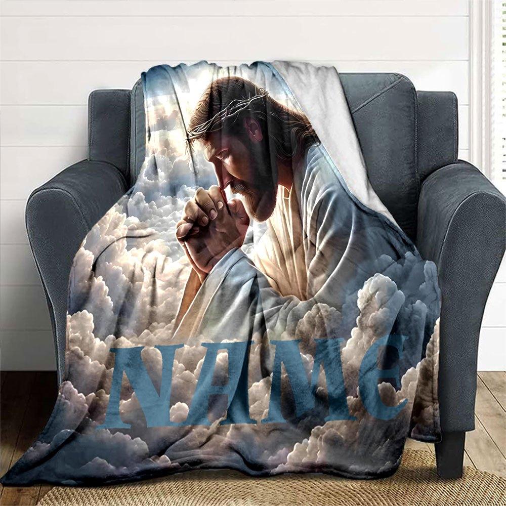 Jesus With Crown Of Thorns Home Customize Your Name Blankets Soft Cozy And Lightweight For Yearround Comfort Perfect For Picnics Sofa Relaxation