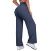 Pantaloni da Yoga a Gamba Larga Snellenti in Nylon Taglie Forti con Vita Incrociata e Sollevamento Glutei