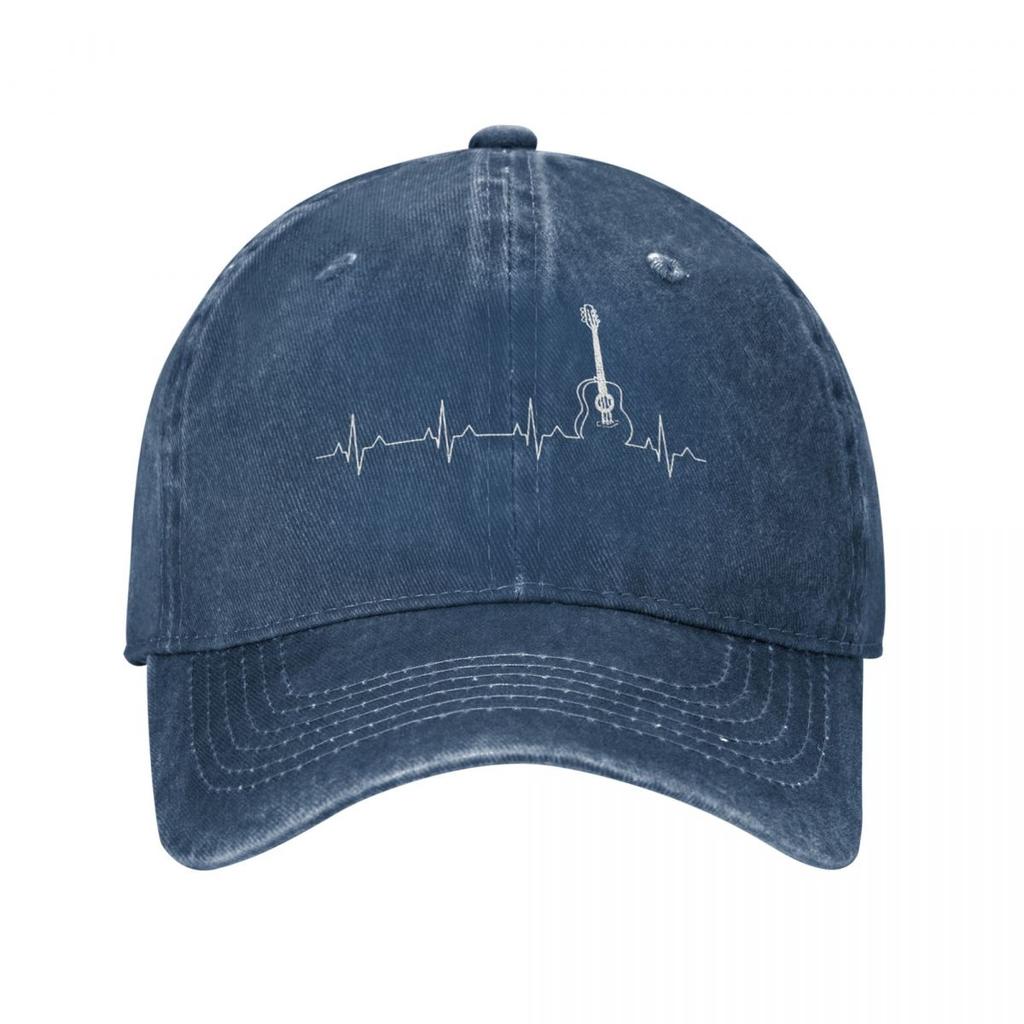 Vintage Guitar Heart Beat Heartbeat Baseball Caps Unisex Style Distressed Denim Washed Sun Cap Music Outdoor Activities Caps Hat