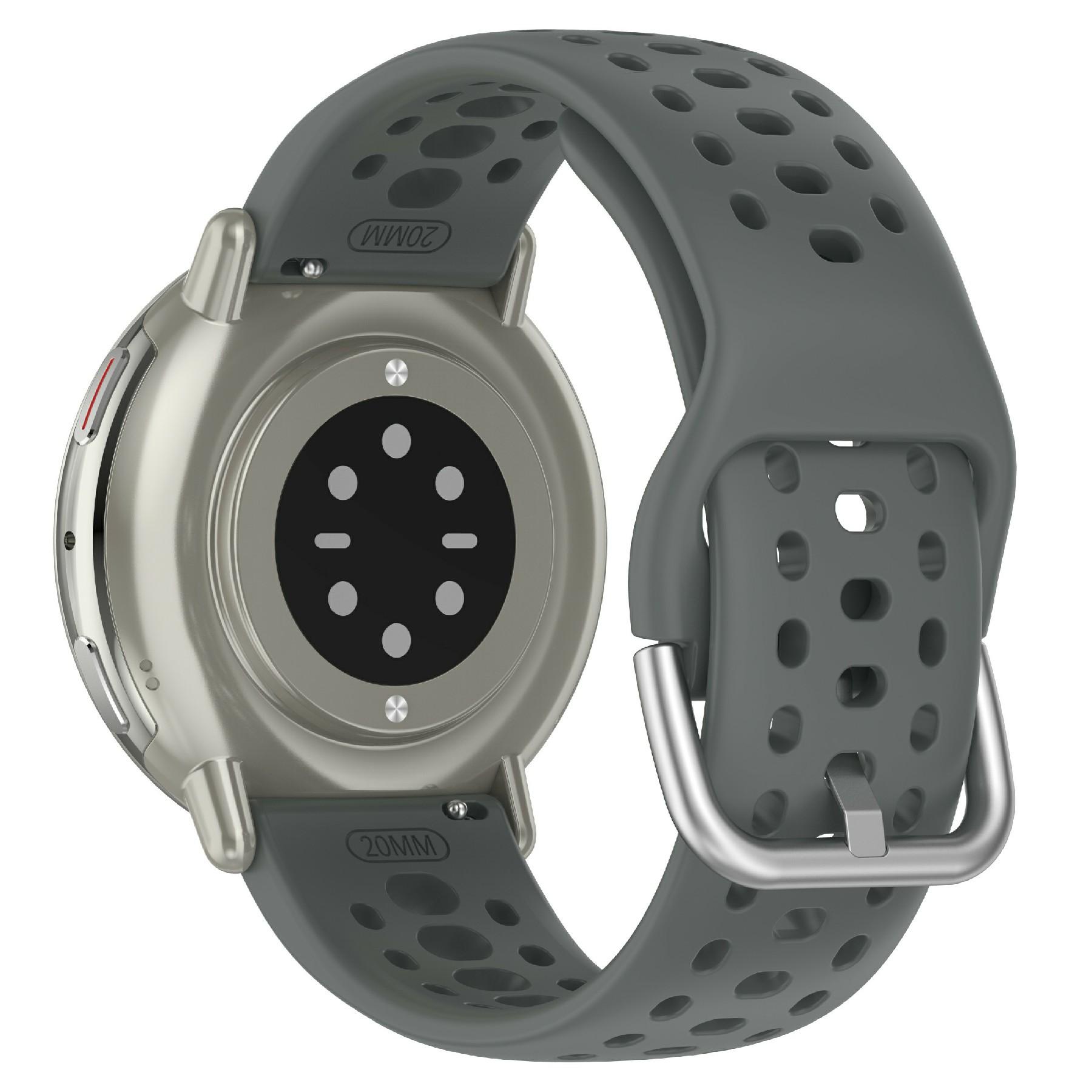 

For Huami Amazfit Active 2 Square (A2434) Watch Band Holes Design Breathable Silicone Strap Dark Grey