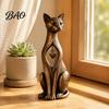 Country Style Decor Vintage Distressed Cat Figurine, Rustic Animal Statue for Desk Shelf Home Small Decor, Handcrafted Retro Ornament, Unique