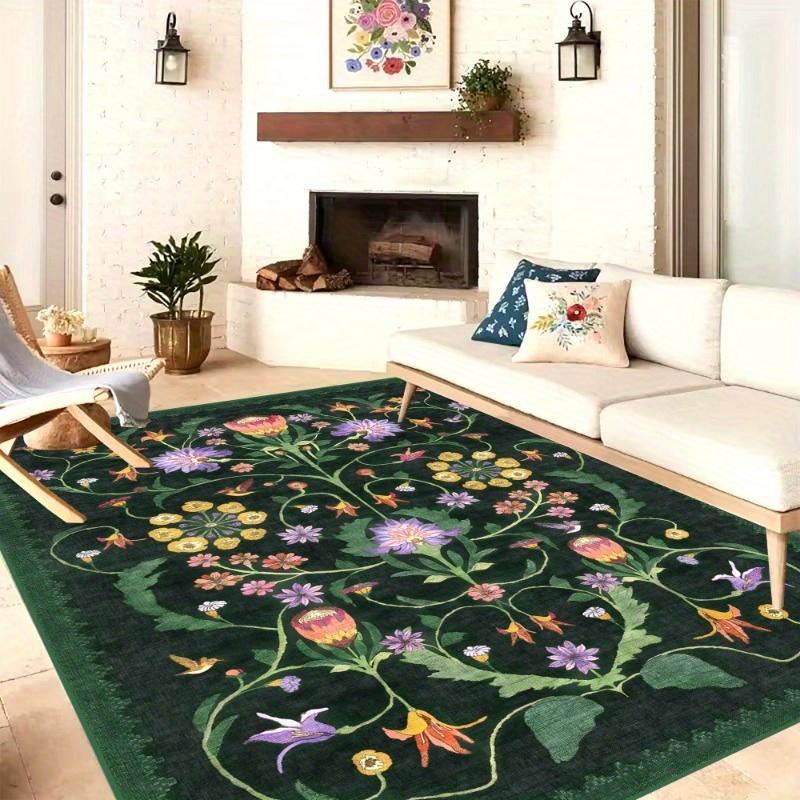 Iris Apfel Protea Forest Green Rug for Living Room Floral Aesthetic Ornate Gothic Home Decor Carpet Anti-slip Washable Floor Mat