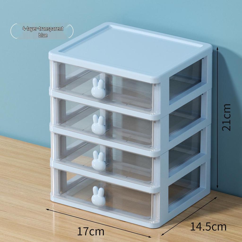 Cartoon Rabbit Transparent Mini Desk Storage Box with Drawers