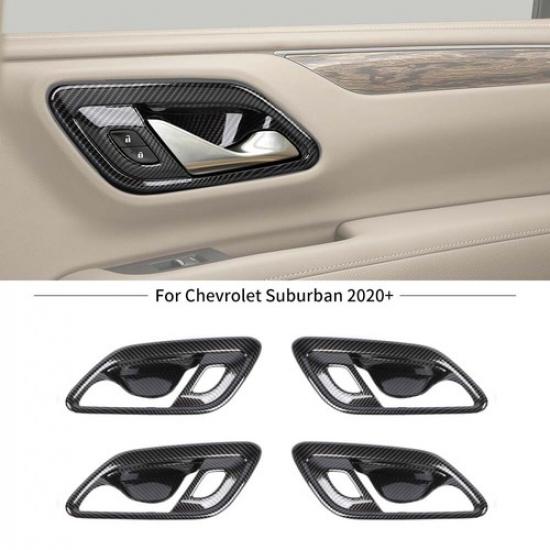 4x Carbon Fiber Door Handle Bowl Cover Trim For Chevy Suburban +/Tahoe +
