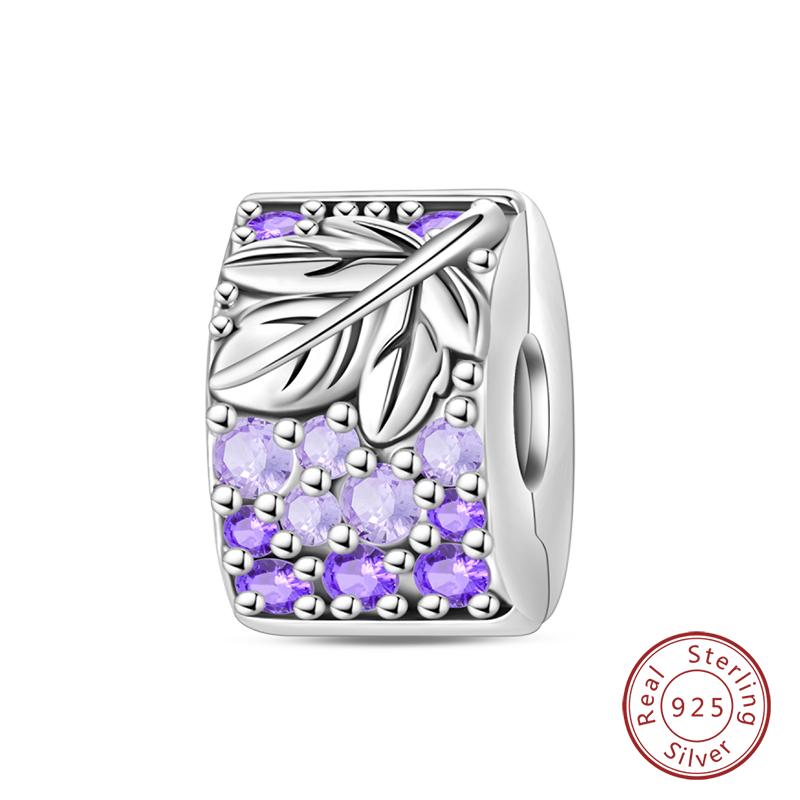 Purple Series Charms Beads 925 Silver Butterfly Firefly Spirit Snake Charm Fit Bracelet Woman DIY Jewelry