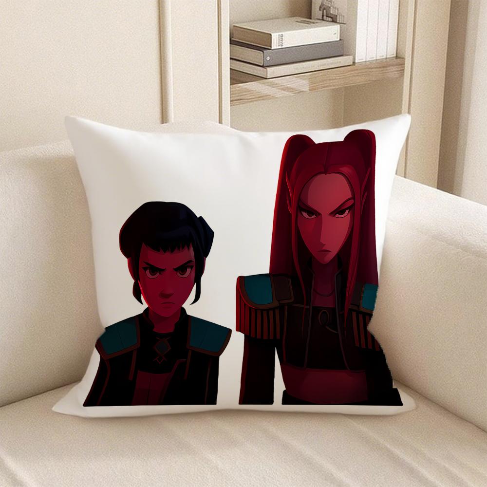 KPop Demon Hunters Super cute cartoon girl on pillowcase: diverse expressions and shapes, fashionable home decoration