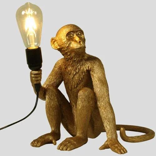 Nordic Creative Hemp Rope Pendant Pendant Light Resin Monkey Light Bedroom Children's Room Home Decoration Ceiling Pendant Lamp
