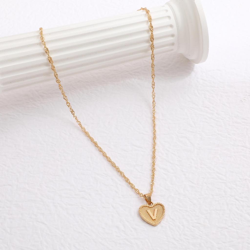 Handmade Love Letter Pendant Necklace - Heart & Water Wave Chain Design