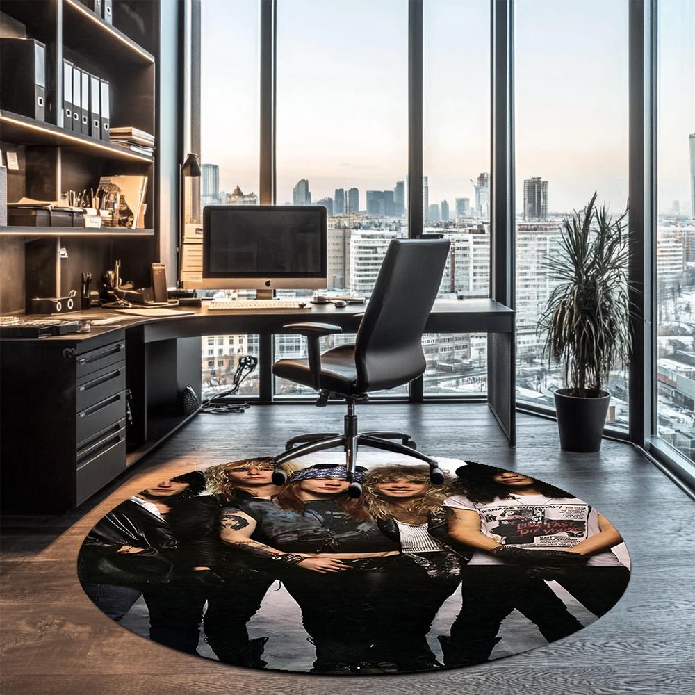 Guns N Roses Printed Round Rug Carpet Chair Rug Area Rug Entryway Doormats,for Office Chair Living Room Bedroom Kitchen Room.