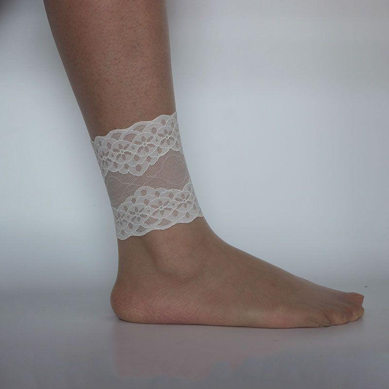 

Кружевной чехол для живота и икр, маскировка шрамов, тату, носок для стопы, накладка на стопу, наколенник, защита голеностопа, летний ультратонкий наголенник, мода C section 10cm white ankle section S