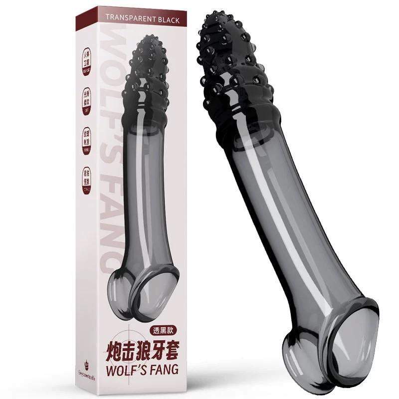 Penis Extension Sleeve Vibrator Extender 8cm Reusable Condoms Soft Delay Ejaculation Dick Sleeve Adult Sex Toys For Men Women