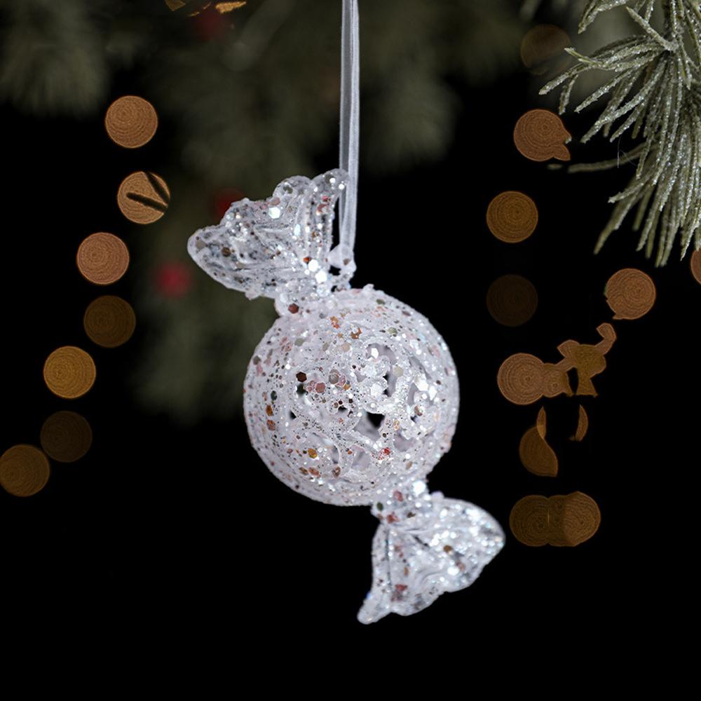 Plastic Christmas Tree Pendant Glitter Artificial Christmas Decoration  Office Decor