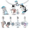 Coppercharms Winter Snowman Snowflakes Penguin Beads Pendant Fit Original Bracelet Diy Fine Jewelry Gift For Women