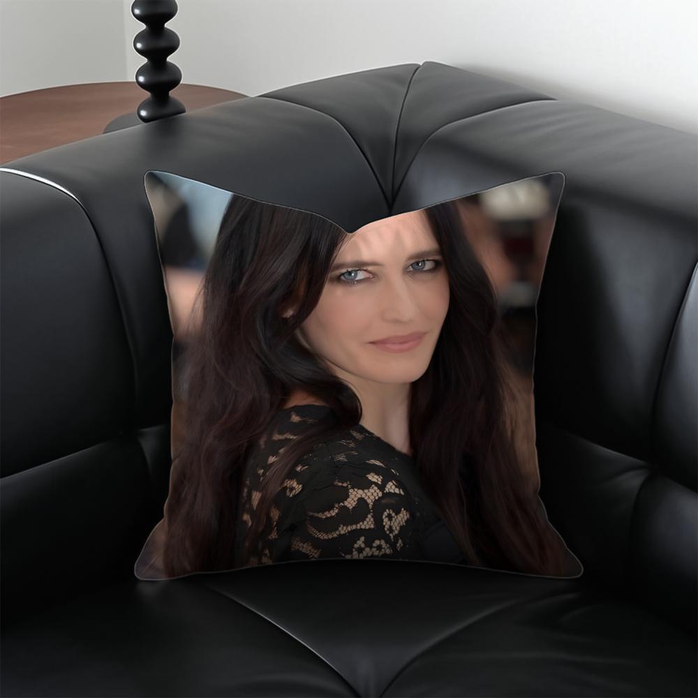 EEva Green Cushion Cover Pillow Case Antidustmite Invisible zipper silky plush cushion