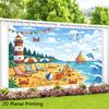 2D Summer Beach Scene with Crab & Dolphin Photoshoot Background