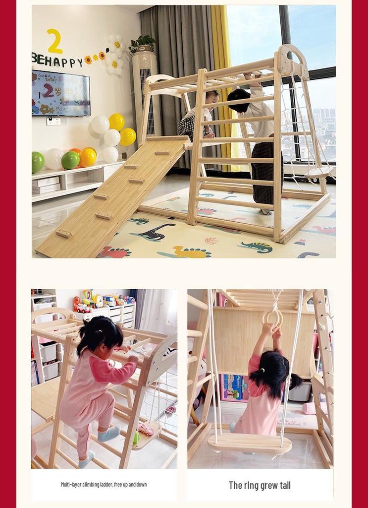 Wooden Indoor Climbing Frame for Kids - Hand & Foot Exercise Toy Rack for Toddlers