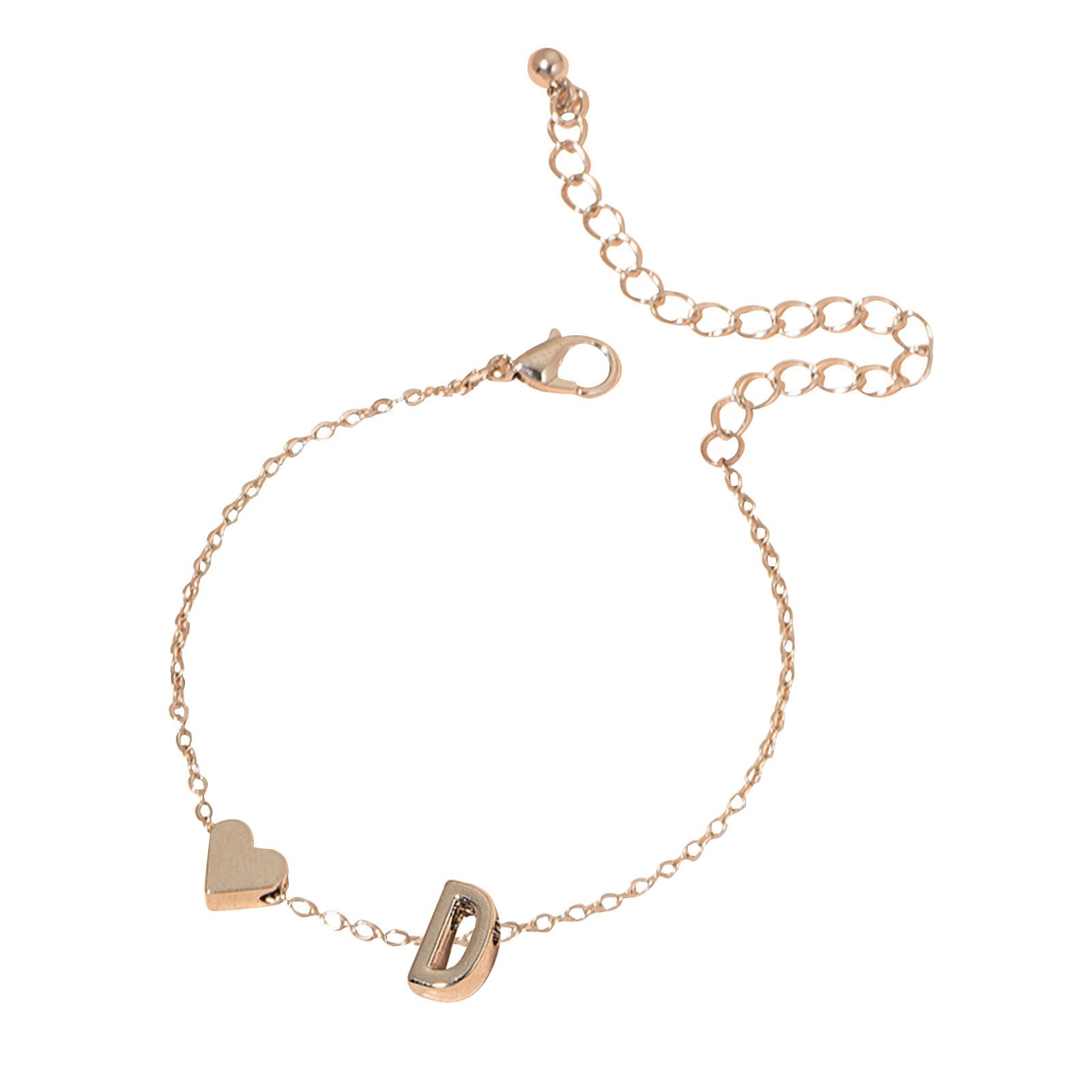 

Браслет с инициалами в форме сердца, браслет с буквами в форме сердца, персонализированный браслет с монограммой, 1 шт. One Size