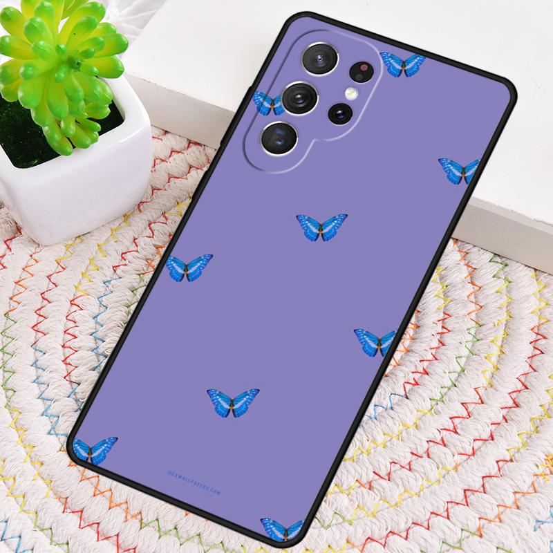 Luxury Blue Butterfly Butterflies Silicone Phone Case For Samsung Galaxy note 10 pro S26 S25 S24 S23 S22 S21 Plus Ultra Cover
