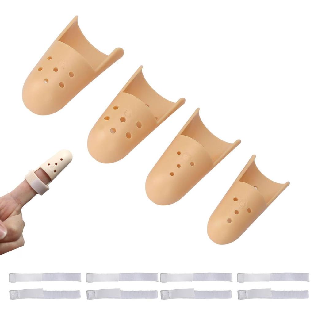 Finger Splint, 4 Sizes Breathable Plastic Thumb Splint Finger Protectors for Arthritis Sprains Strains