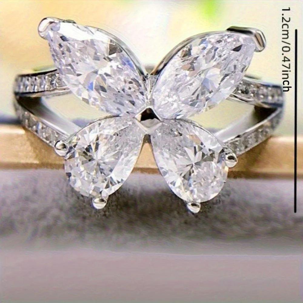 Hot selling and trendy exquisite women's micro inlaid zircon butterfly ring