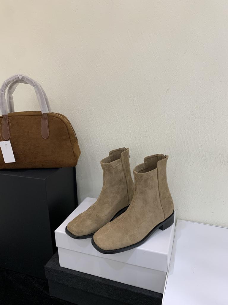 South Korea Dongdaemun Thick Heel Short Boots Women's Thin Boots 2025 Autumn and Winter New Square Head Zipper Commuter Simple Boots
